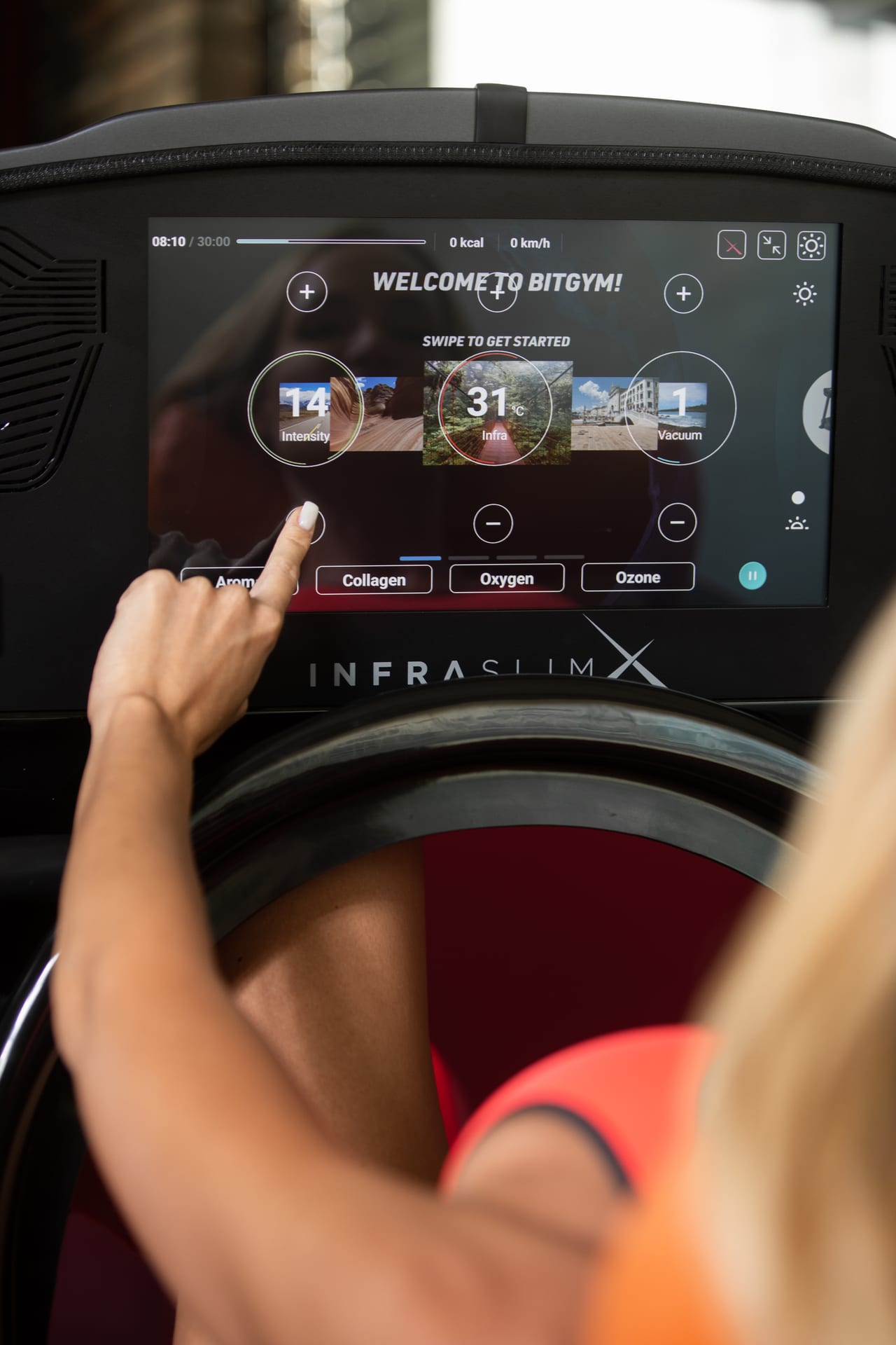 InfraSlimX touchscreen interface close-up